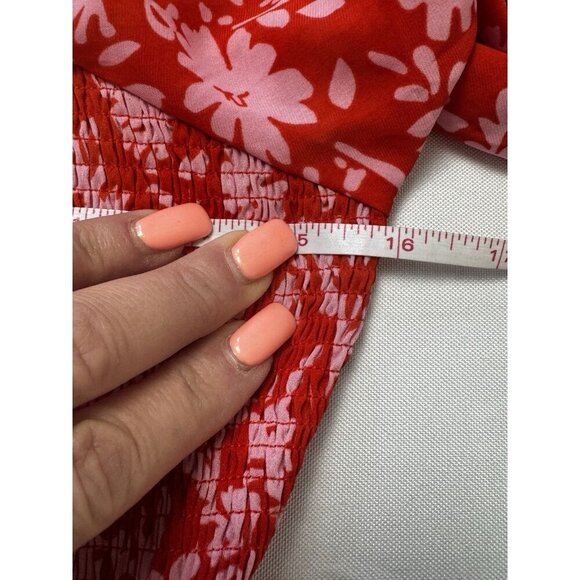 Entro Red Pink Floral Y2K Romper M Boho Romantic Grunge Festival Tiered Ruffle - Picture 10 of 11